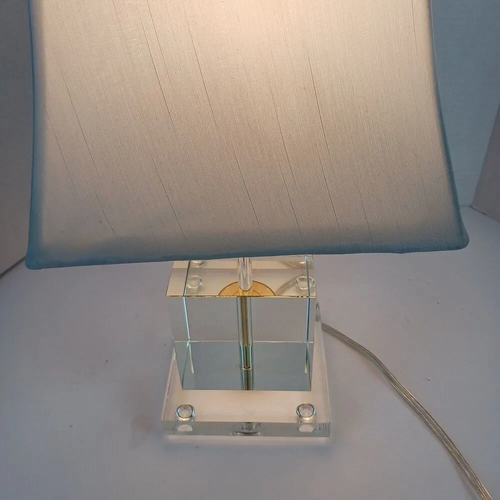 Victoria Hagan Perfect Pieces Rare Modernist Cubed Glass Table Lamp Shade